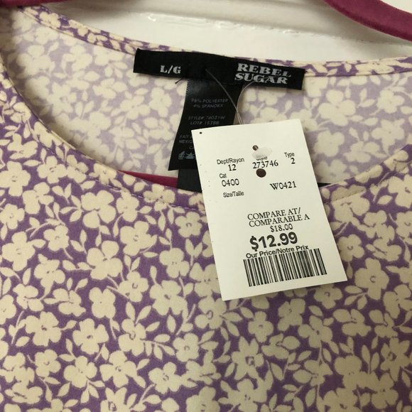 Super Soft Lilac Short-sleeved Peplum Top - Picture 2 of 2